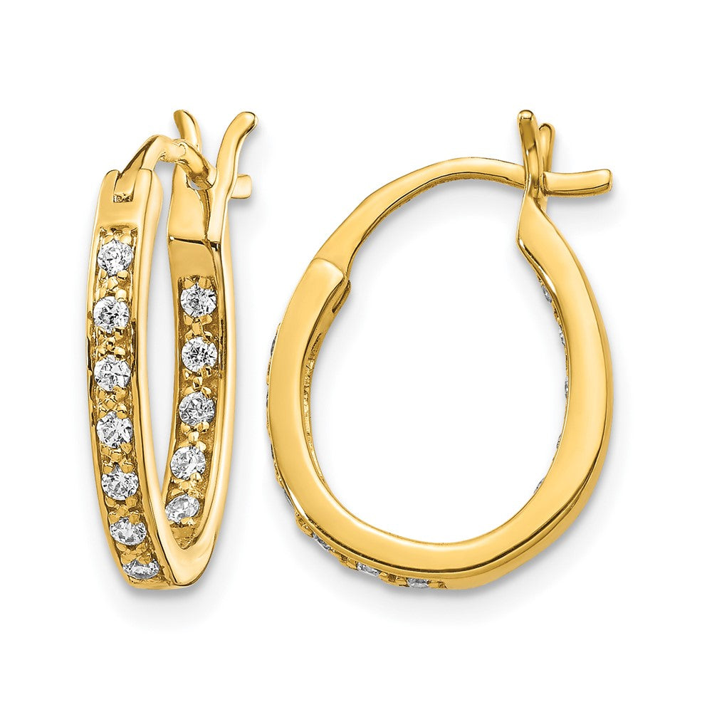 14K Gelbgold Creolen mit echten Diamanten, innen und außen besetzt