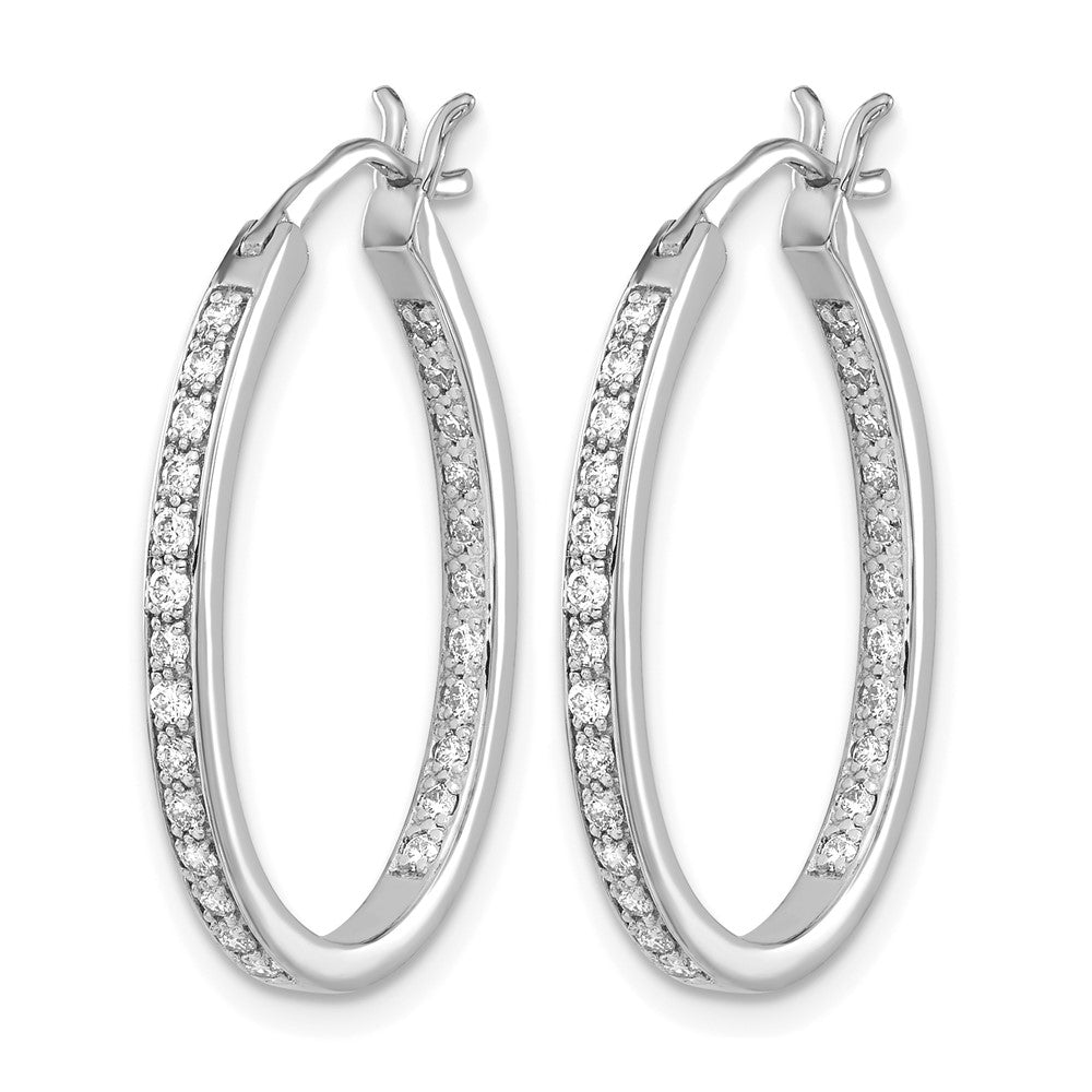 14K Weißgold Creolen mit 0,5 ct. Labor gezüchteten Diamanten VS/SI+ G+ im Innen-und-Außen-Design