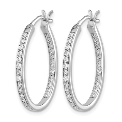 14K Weißgold Creolen mit 0,5 ct. Labor gezüchteten Diamanten VS/SI+ G+ im Innen-und-Außen-Design