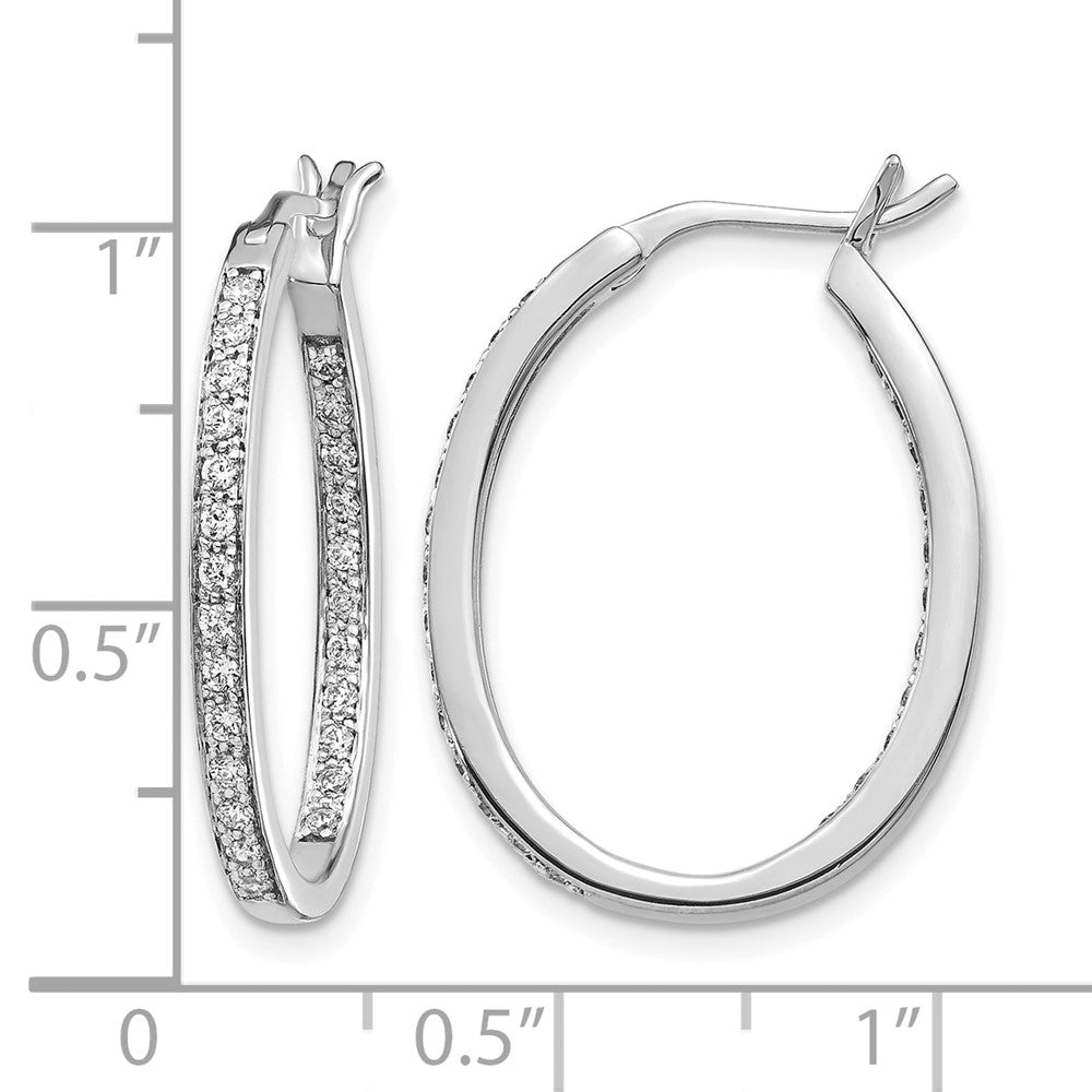 14K Weißgold Creolen mit 0,5 ct. Labor gezüchteten Diamanten VS/SI+ G+ im Innen-und-Außen-Design