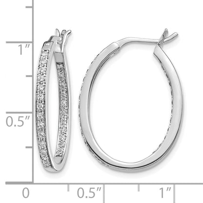 14K Weißgold Creolen mit echten Diamanten, innen und außen besetzt