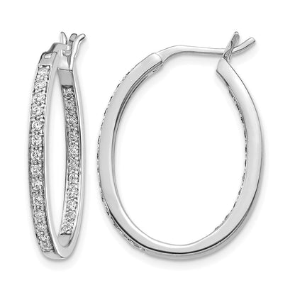 14K Weißgold Creolen mit 0,5 ct. Labor gezüchteten Diamanten VS/SI+ G+ im Innen-und-Außen-Design