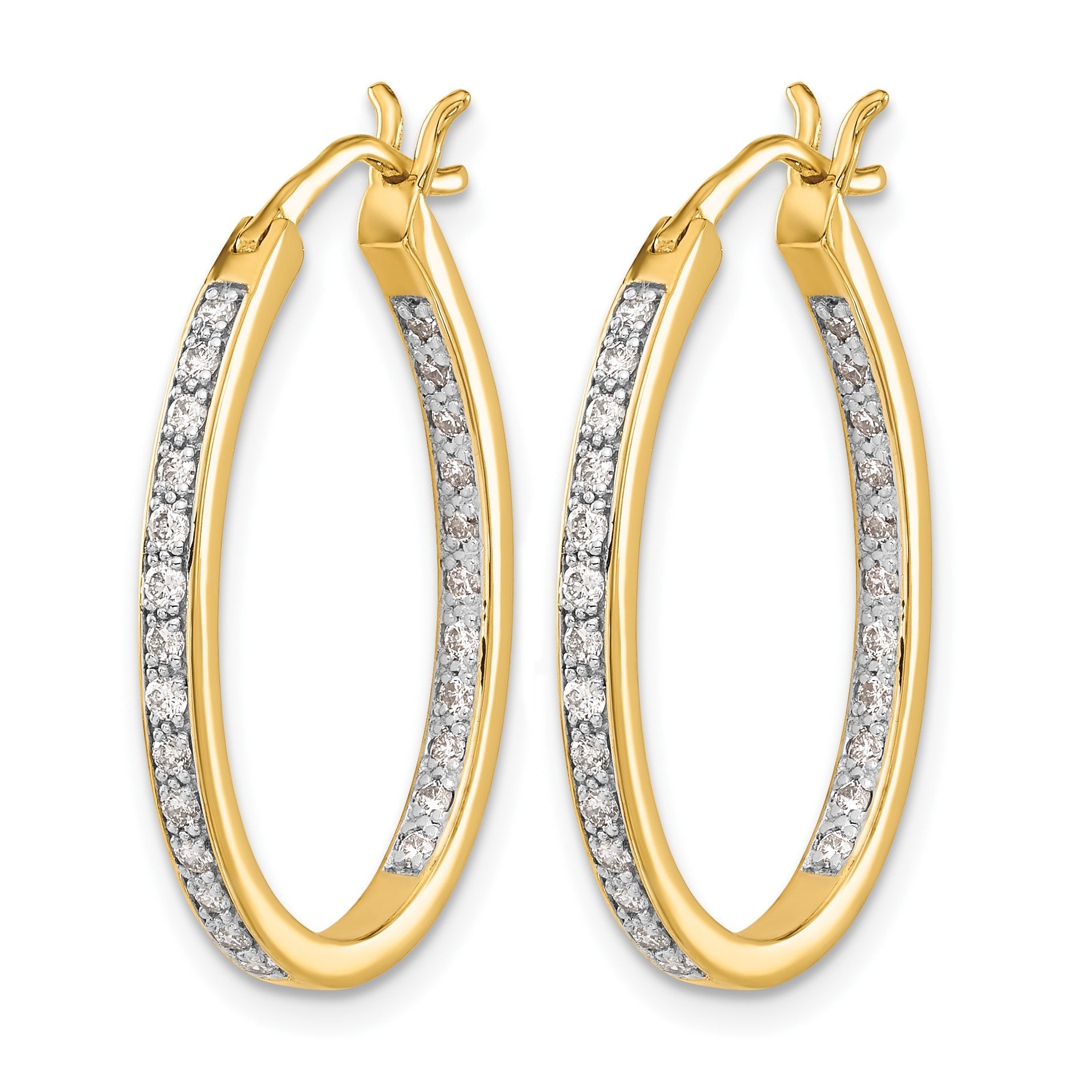 14K Gelbgold Diamant In/Out Creolen
