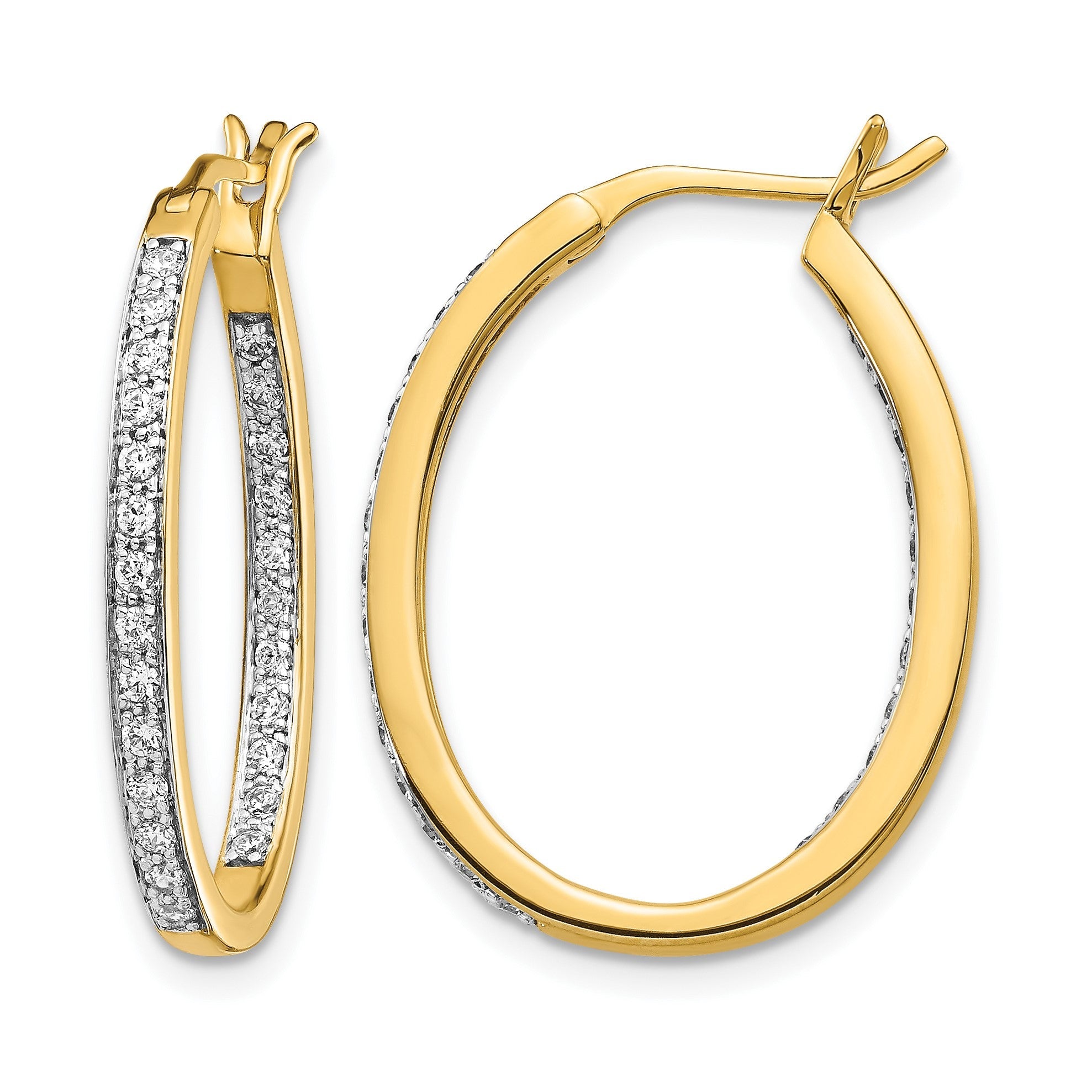 14K Gelbgold Diamant In/Out Creolen