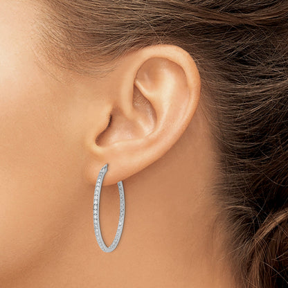 14K Weißgold Diamant-Creolen "In/Out" mit echten Diamanten