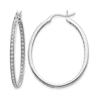 14K Weißgold Diamant-Creolen "In/Out" mit echten Diamanten