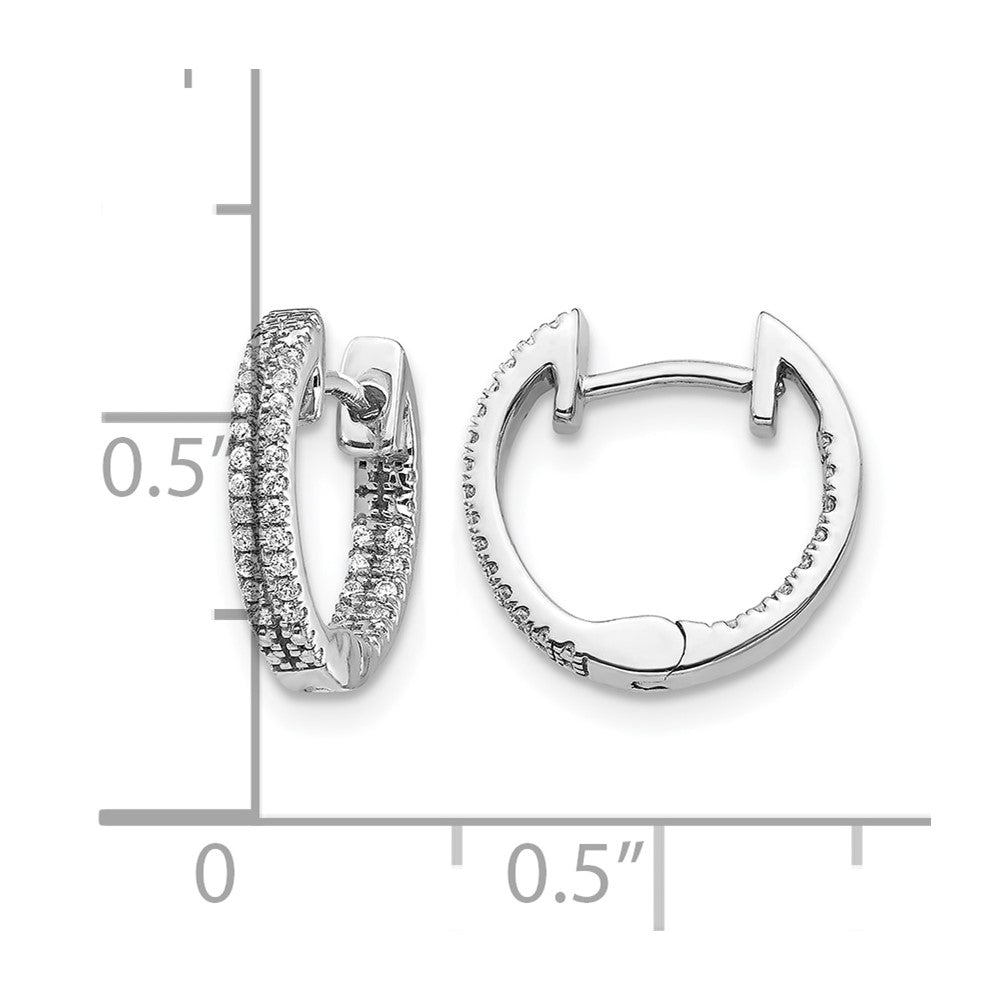 14K Weißgold Creolen mit Scharnierverschluss, innen und außen mit echten Diamanten besetzt