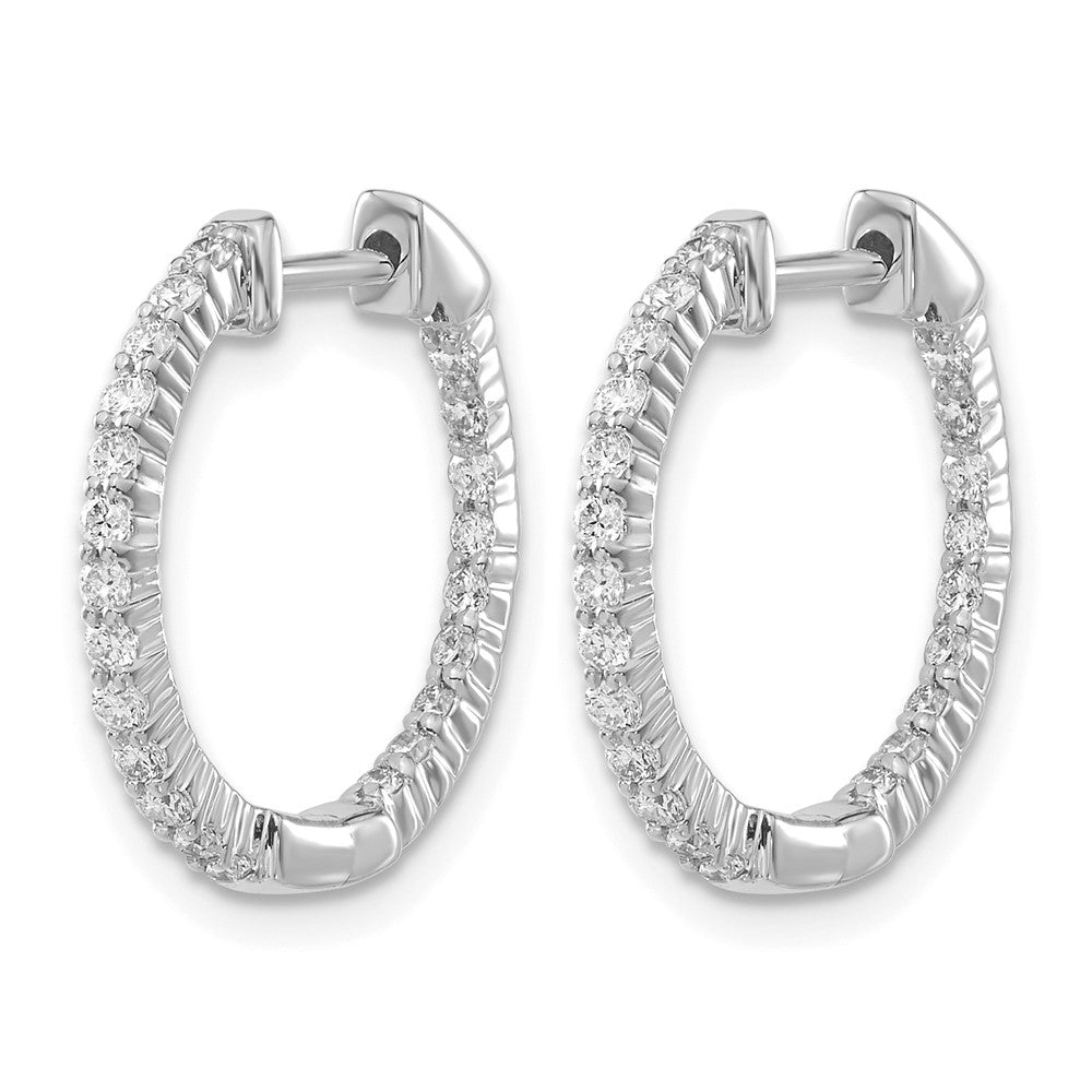 10K Weißgold Poliert Diamant In/out Klappbar Creolen