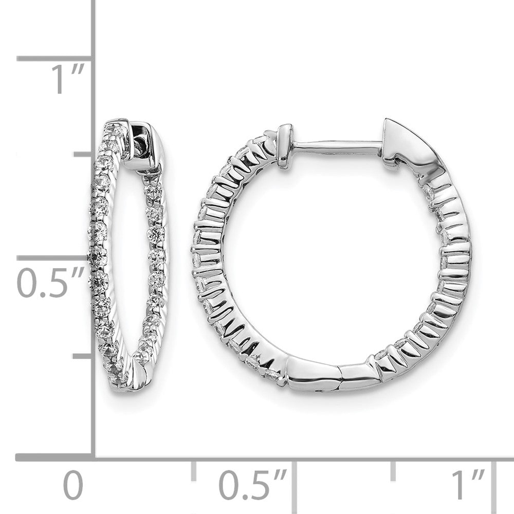 10K Weißgold Poliert Diamant In/out Klappbar Creolen