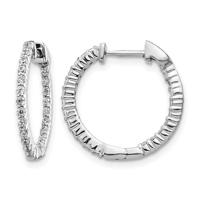 10K Weißgold Poliert Diamant In/out Klappbar Creolen