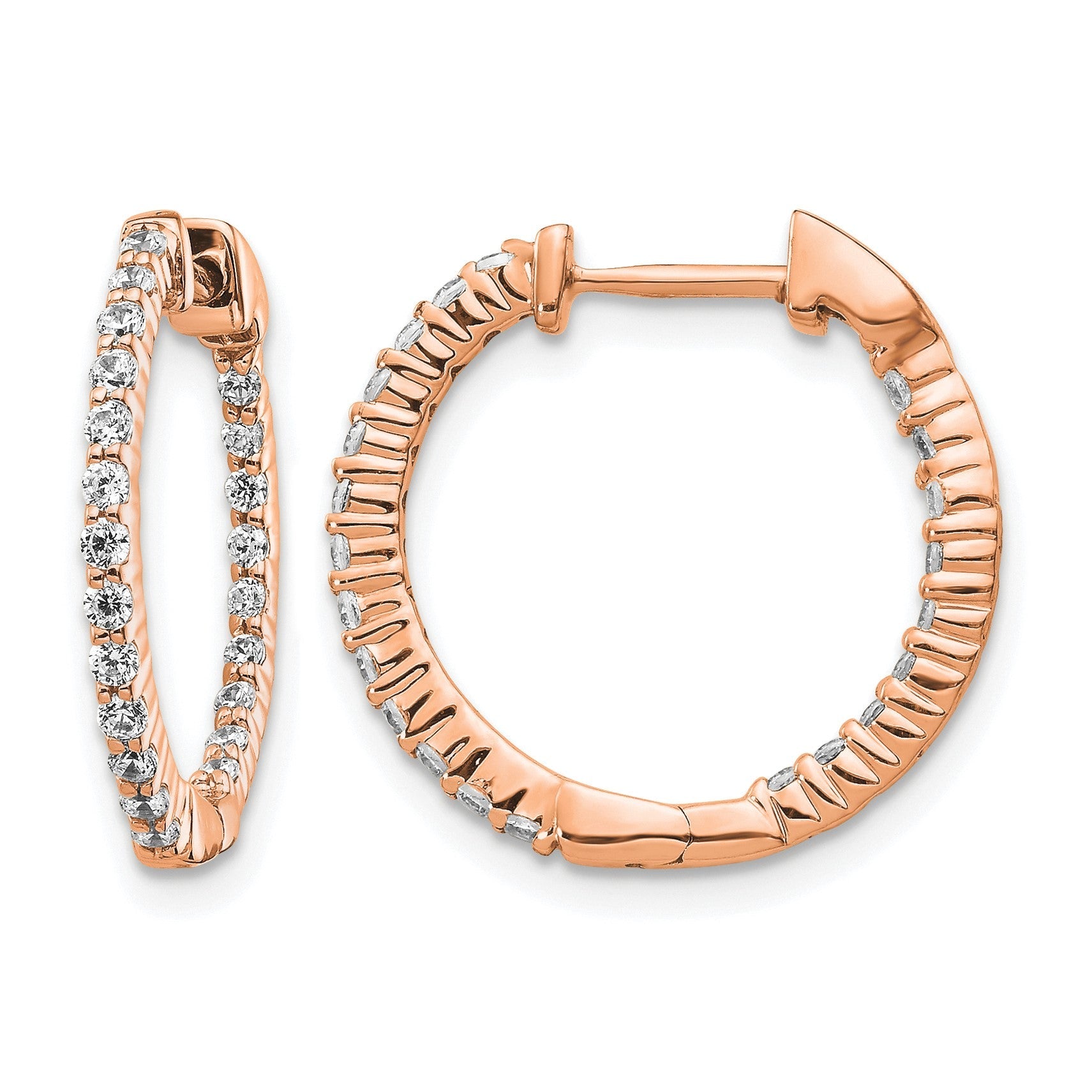 14K Roségold 0,5 ct. Laborgezüchtete Diamant VS/SI+ G+ Komplett In-and-Out Creolen-Ohrringe