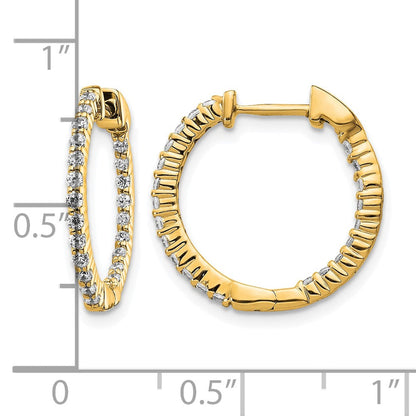 14K Gelbgold Labor gezüchtete Diamant-Creolen VS/SI+ G+ In-and-Out, 0,5 ct