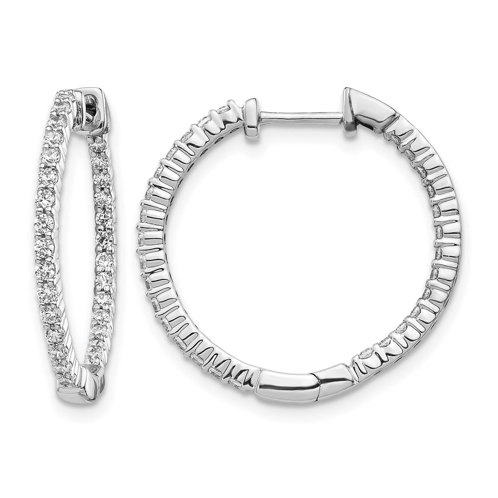 10K Weißgold Poliert Diamant In/out Klappbar Creolen