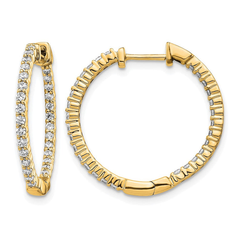 10K Gelbgold Poliert Diamant In/out Klappbar Creolen