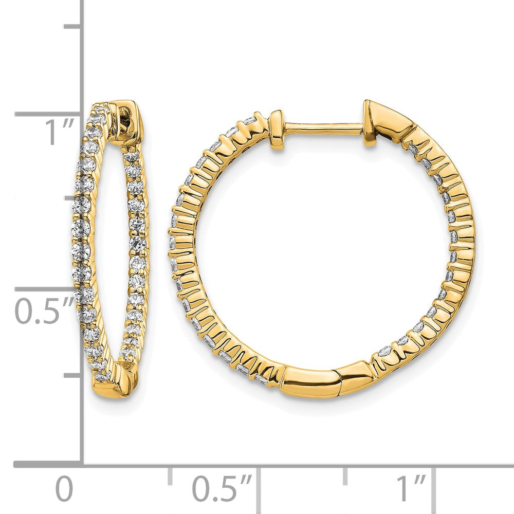 14K Gelbgold Creolen mit Klappscharnier, poliert, mit echten Diamanten "In/Out"