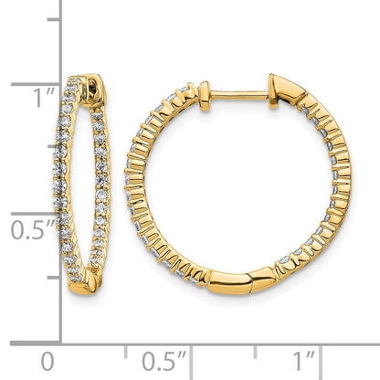 14K Gelbgold Creolen mit Klappscharnier, poliert, mit echten Diamanten "In/Out"