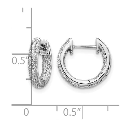 10K Weißgold Diamant Klappbar Creolen