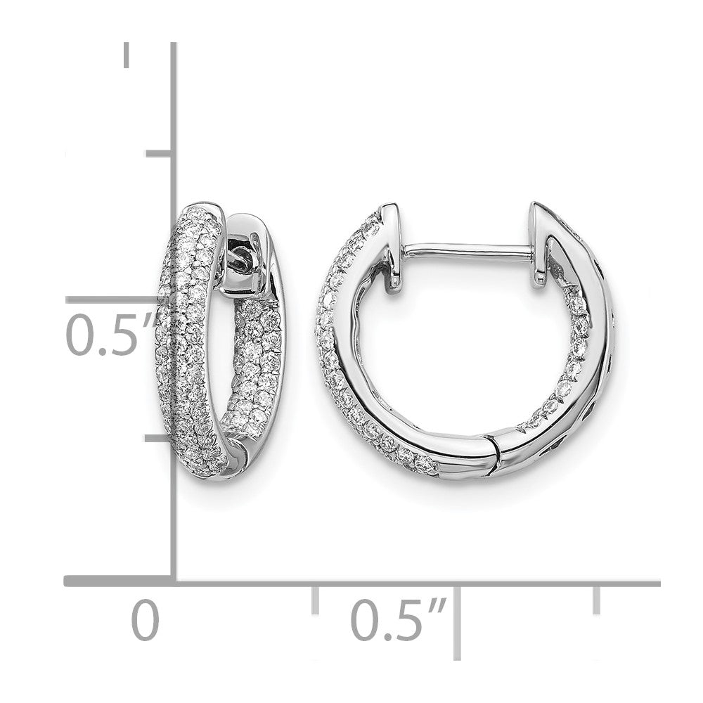 Creolen mit Scharnier aus 14K Weißgold mit echten Diamanten