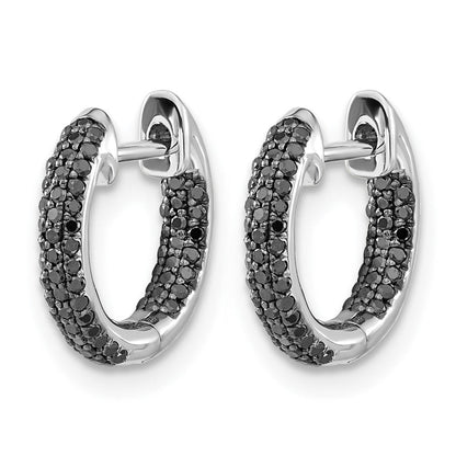 10K Weißgold Schwarz Diamant Klappbar Creolen