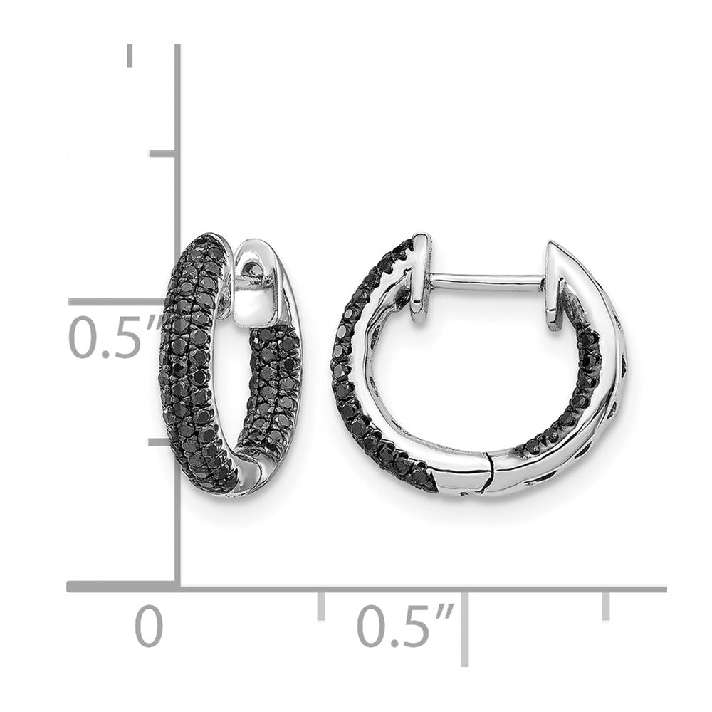 10K Weißgold Schwarz Diamant Klappbar Creolen