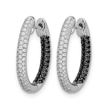 14K Weißgold Schwarz-Weiße Echte Diamant-Inside-Out-Creolen