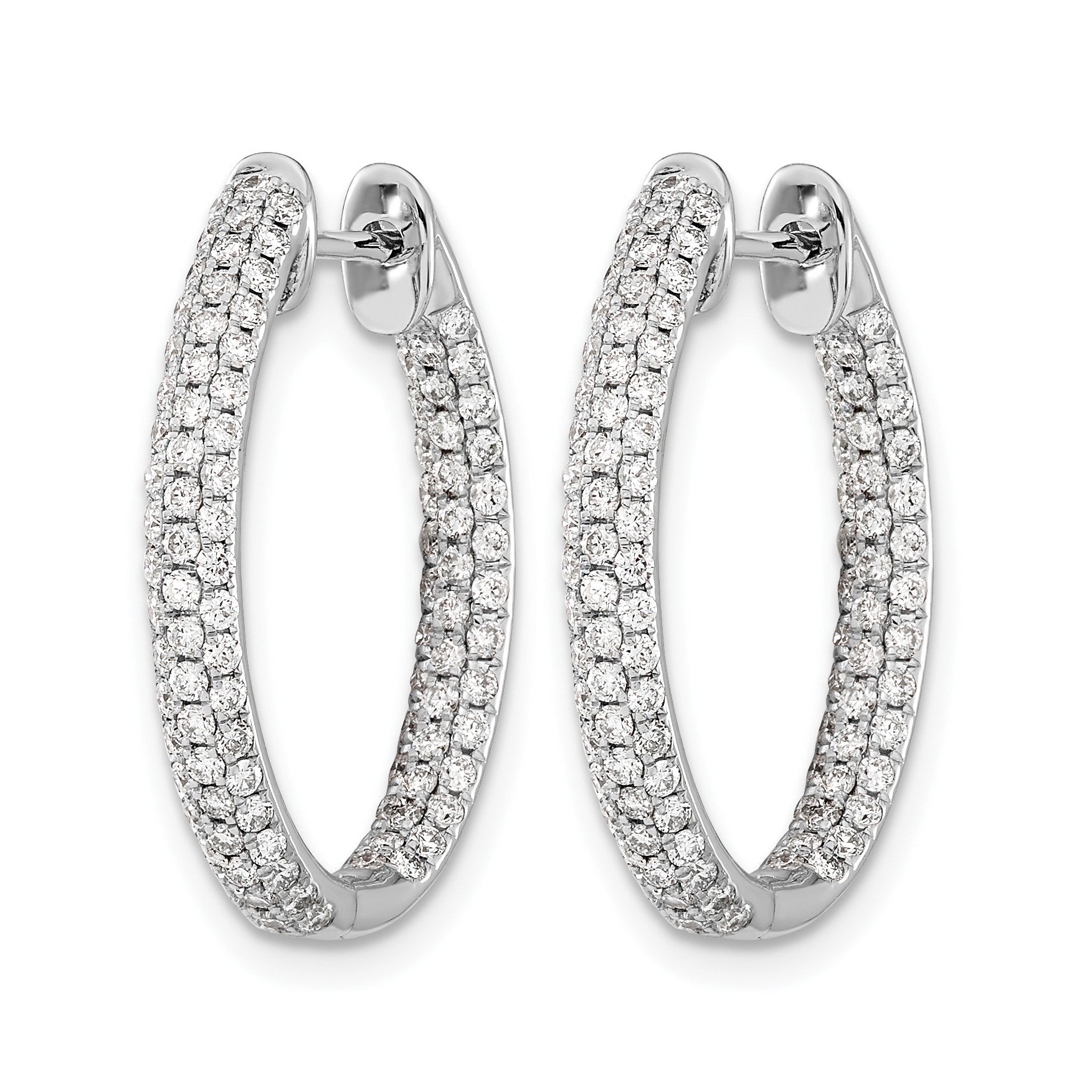 14K Weißgold Diamant Innen/Außen Creolen mit Klappscharnier
