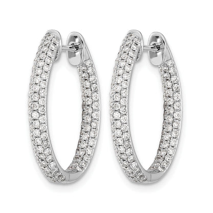 14K Weißgold Diamant Innen/Außen Creolen mit Klappscharnier