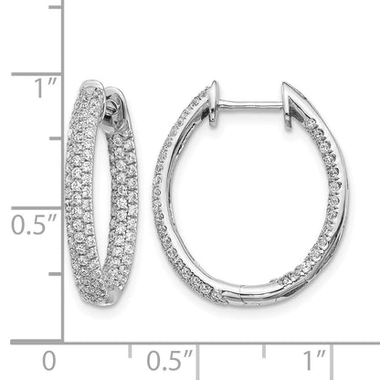 14K Weißgold Diamant Innen/Außen Creolen mit Klappscharnier