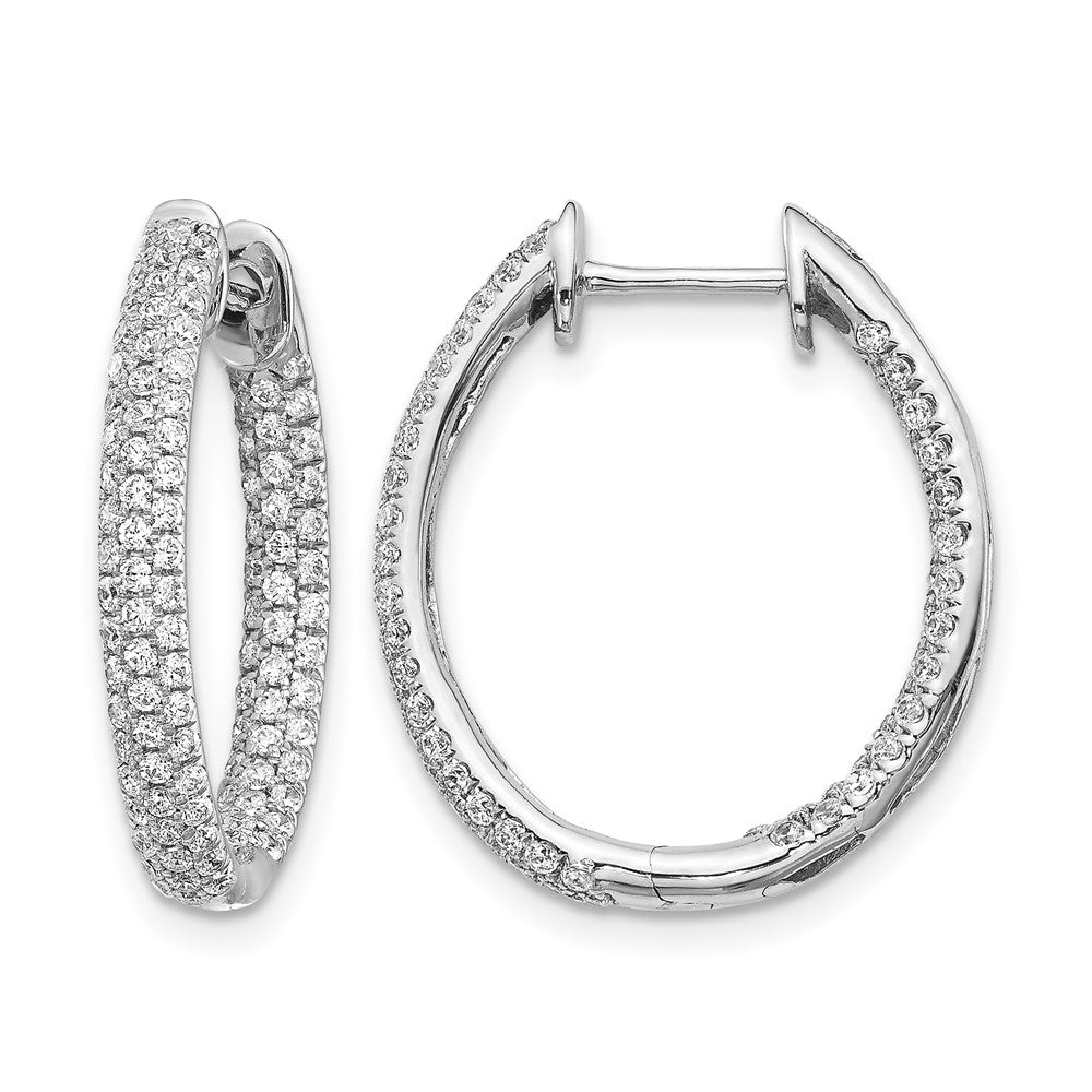 14K Weißgold Diamant Innen/Außen Creolen mit Klappscharnier