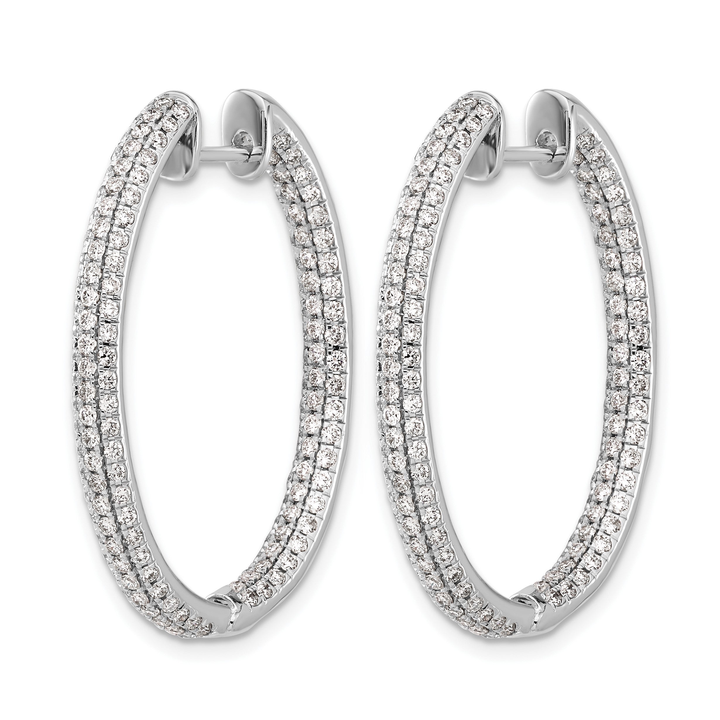 14K Weißgold Echtdiamant In/Out Creolen mit Klappscharnier