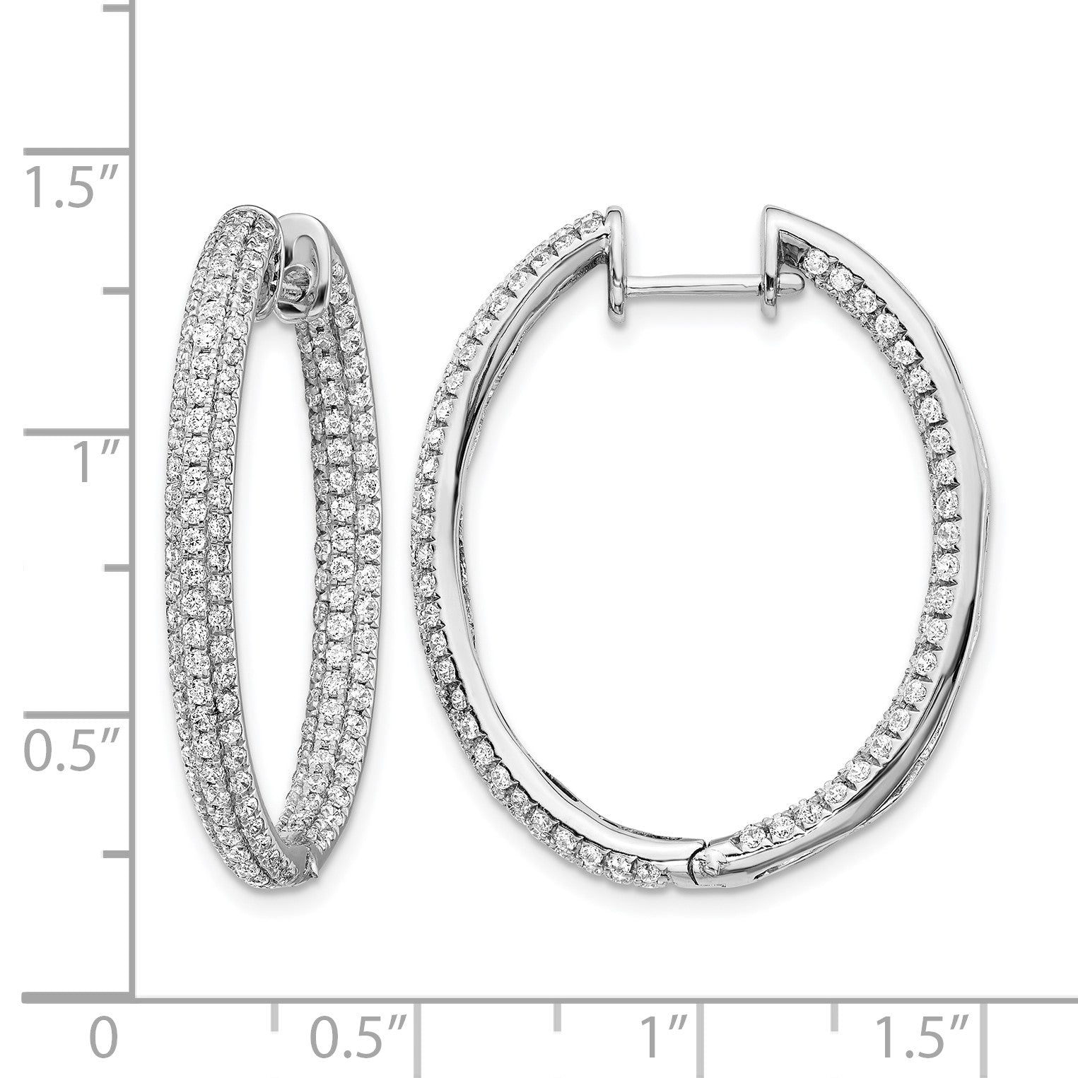 14K Weißgold Echtdiamant In/Out Creolen mit Klappscharnier
