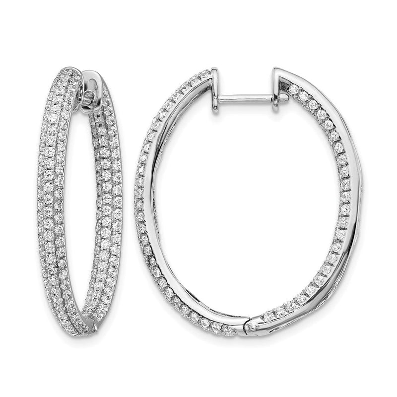 14K Weißgold Echtdiamant In/Out Creolen mit Klappscharnier