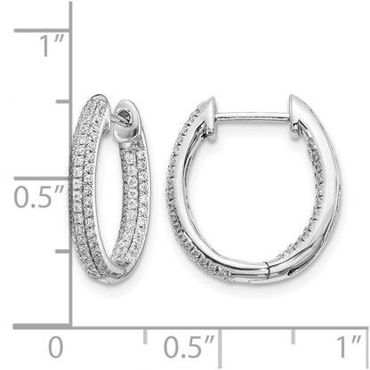 14K Weißgold Creolen mit echten Diamanten, Innen/Außen, mit Scharnier