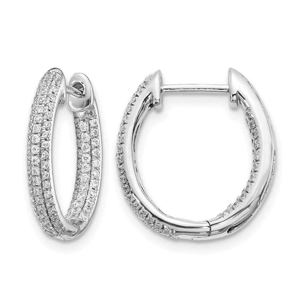 14K Weißgold Creolen mit echten Diamanten, Innen/Außen, mit Scharnier