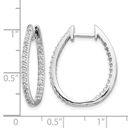 14K Weißgold Innen/Außen-Echtdiamant-Creolen mit Klappscharnier