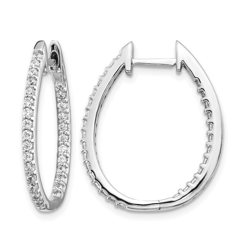 14K Weißgold Innen/Außen-Echtdiamant-Creolen mit Klappscharnier