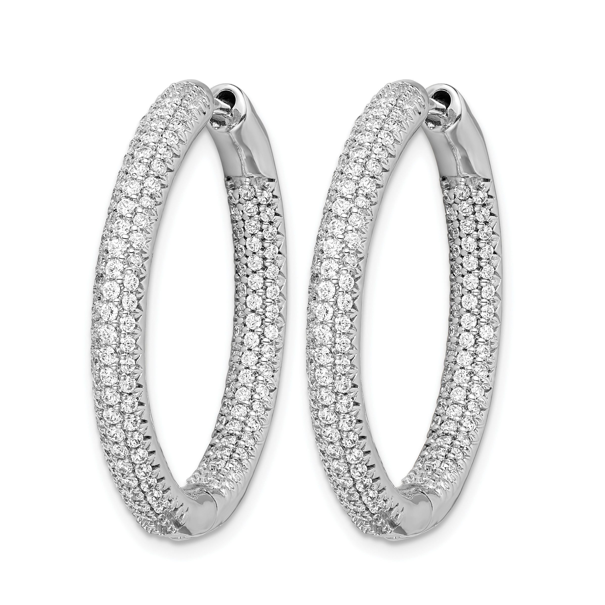 14K Weißgold Creolen mit Scharnier und 1,5 ct. echten Diamanten