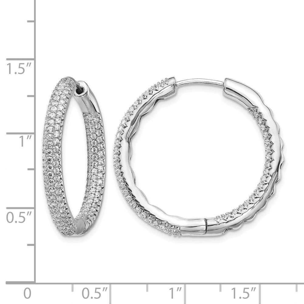 14K Weißgold Creolen mit Scharnier und 1,5 ct. echten Diamanten