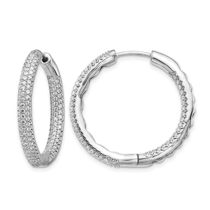 14K Weißgold Creolen mit Scharnier und 1,5 ct. echten Diamanten