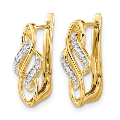 14K Gelbgold Creolen mit echten Diamanten und Scharnier