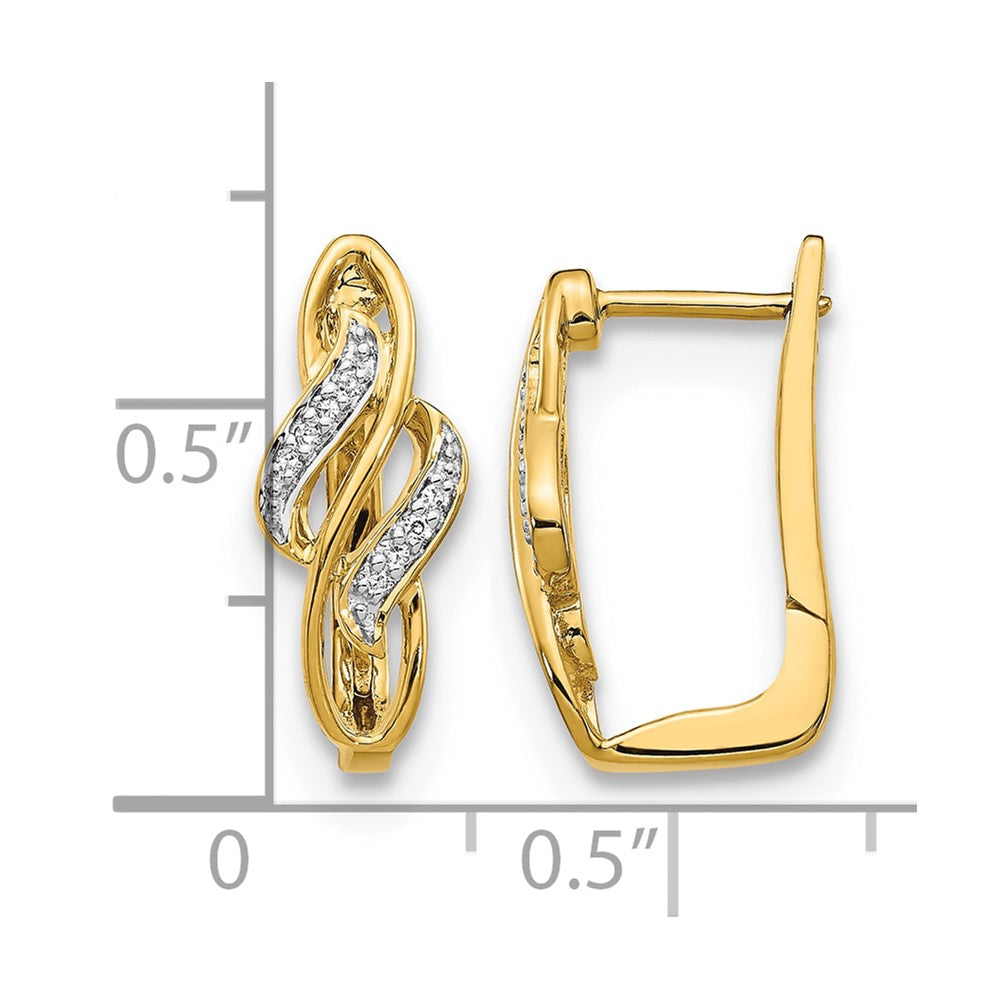14K Gelbgold Creolen mit echten Diamanten und Scharnier