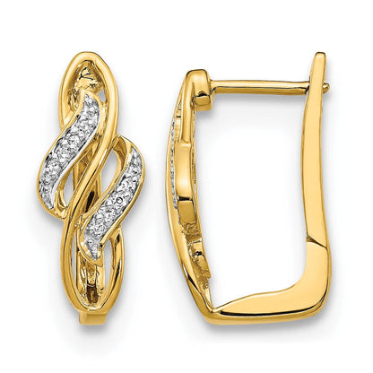 14K Gelbgold Creolen mit echten Diamanten und Scharnier