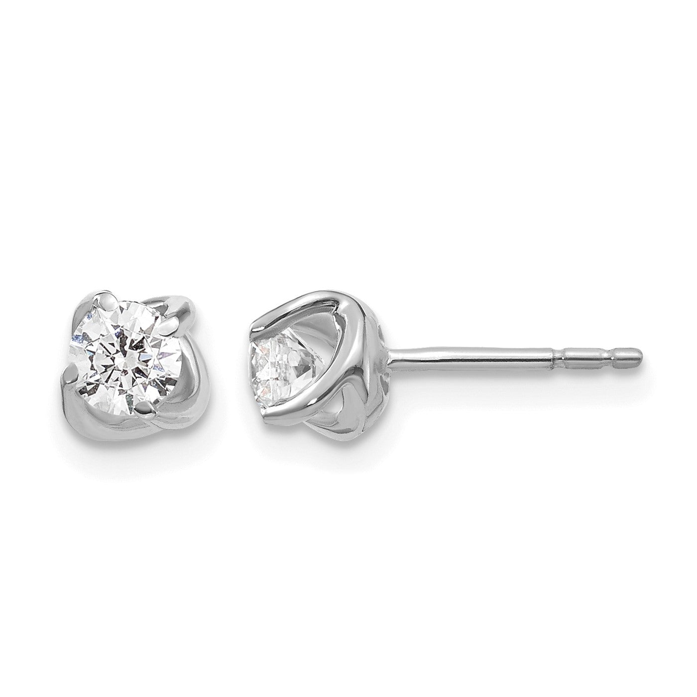 14K Weißgold Ohrringe mit fantasievoller Twist-Form aus echten Diamanten