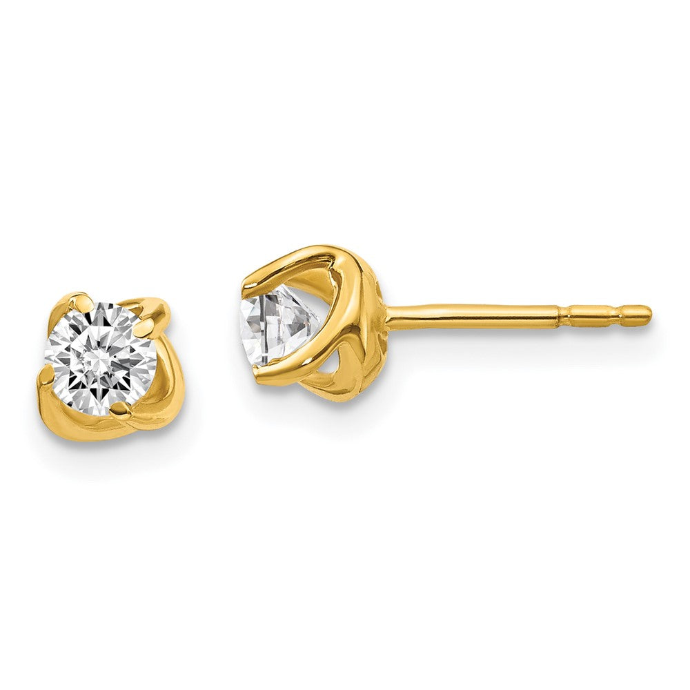 14K Gelbgold Ohrringe mit fantasievoller Zwirn-Optik und echten Diamanten