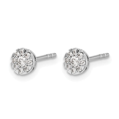 14K Weißgold Diamant-Cluster-Ohrringe mit echten Diamanten