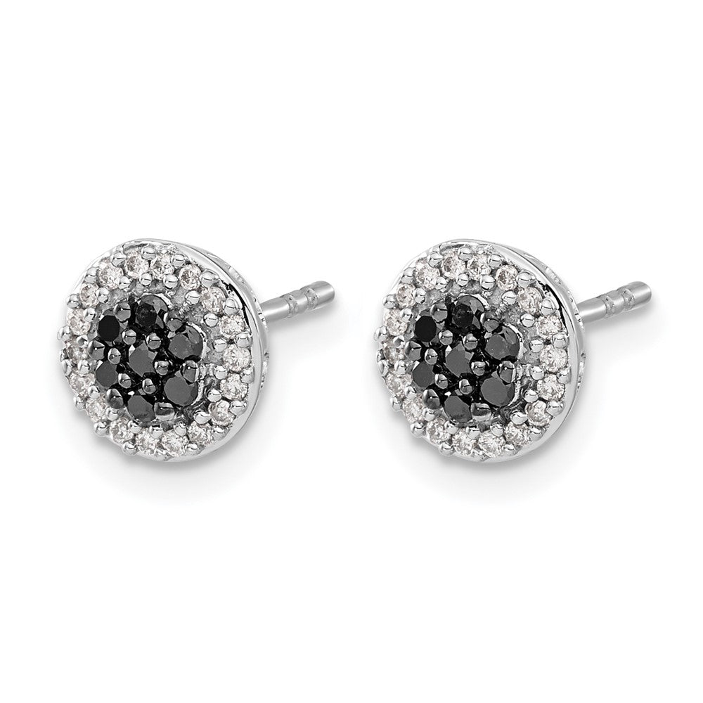 14K Weißgold Ohrstecker mit Diamant-Cluster in Schwarz/Weiß, echte Diamanten