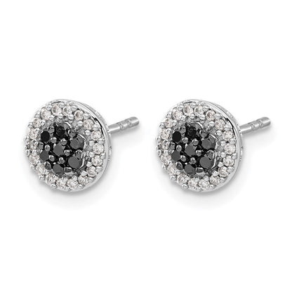 14K Weißgold Ohrstecker mit Diamant-Cluster in Schwarz/Weiß, echte Diamanten