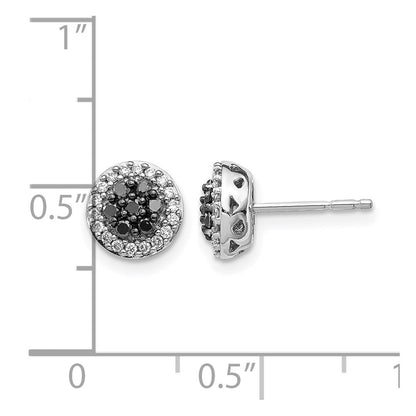 14K Weißgold Ohrstecker mit Diamant-Cluster in Schwarz/Weiß, echte Diamanten