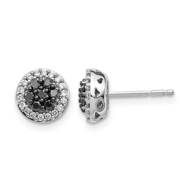 14K Weißgold Ohrstecker mit Diamant-Cluster in Schwarz/Weiß, echte Diamanten