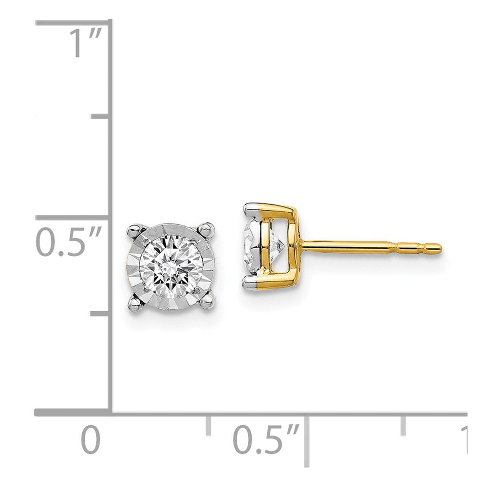 14K Gelbgold Zweifarbige Ohrringe mit echten Diamanten